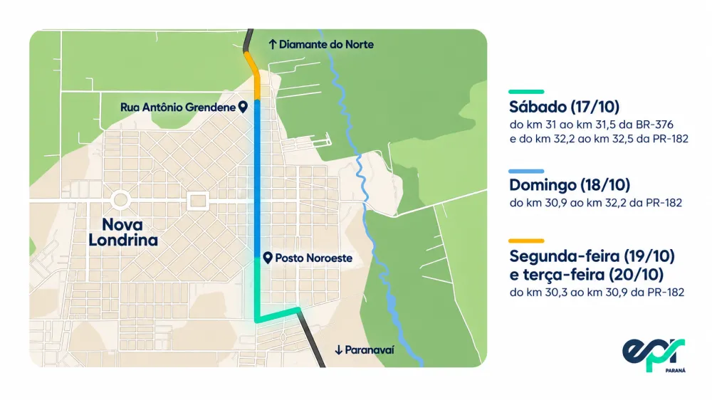 Mapa de obras rodovi&aacute;rias em Nova Londrina
