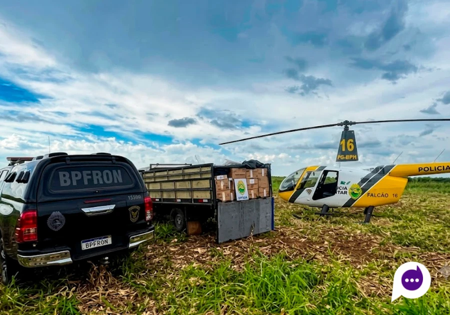 Aeronave Falcão e equipes do BPFron atuaram na localização do veículo e na captura do suspeito após tentativa de fuga.