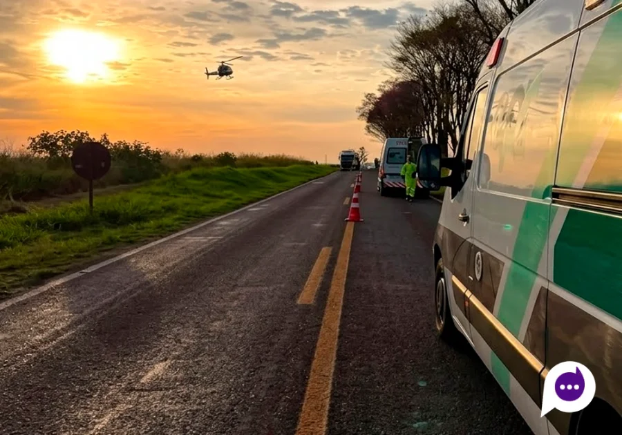 Atropelamento na PR-182 entre Itaúna do Sul e Diamante do Norte mobiliza helicóptero do Samu