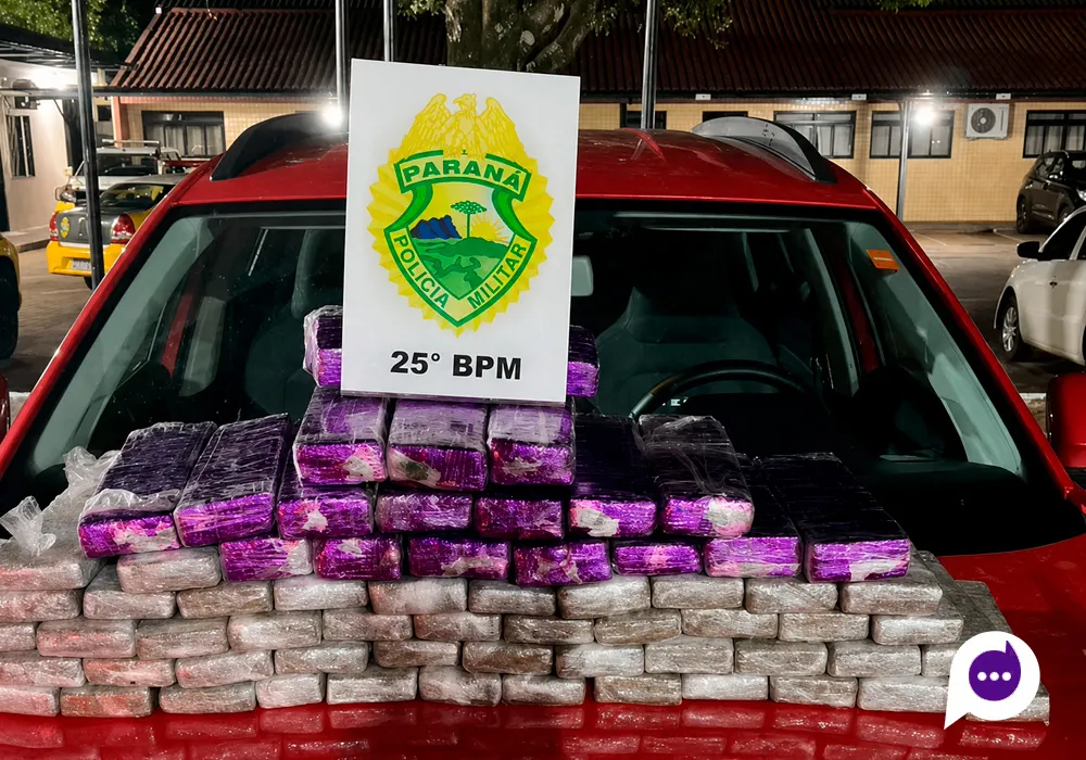 Operação conjunta com apoio aéreo resulta na apreensão de quase 40 kg de maconha após perseguição de 25 km na região de Umuarama