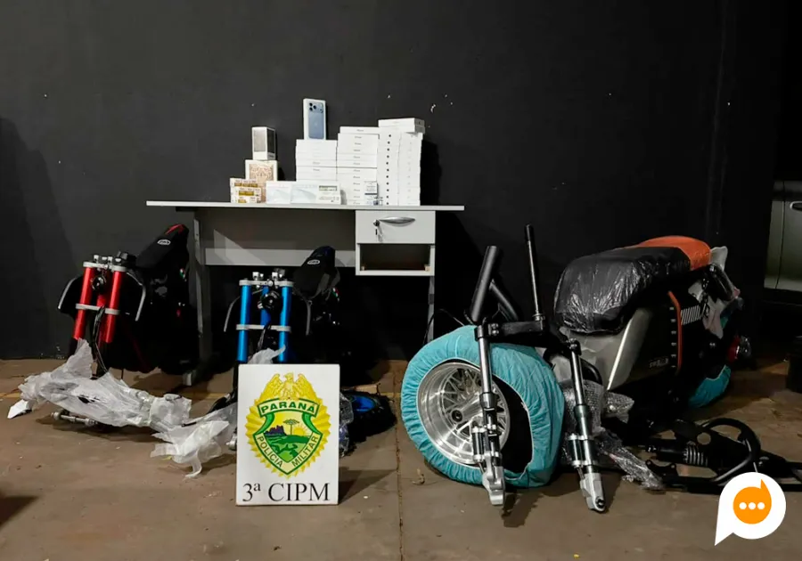 Ação conjunta apreende motocicletas elétricas, celulares e anabolizantes vindos do Paraguai em Santa Mônica